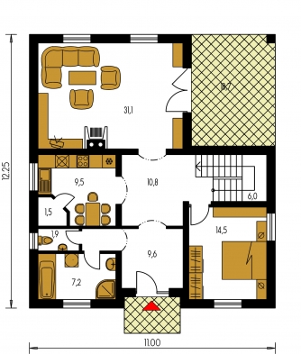 Plan de sol du rez-de-chaussée - BUNGALOW 78